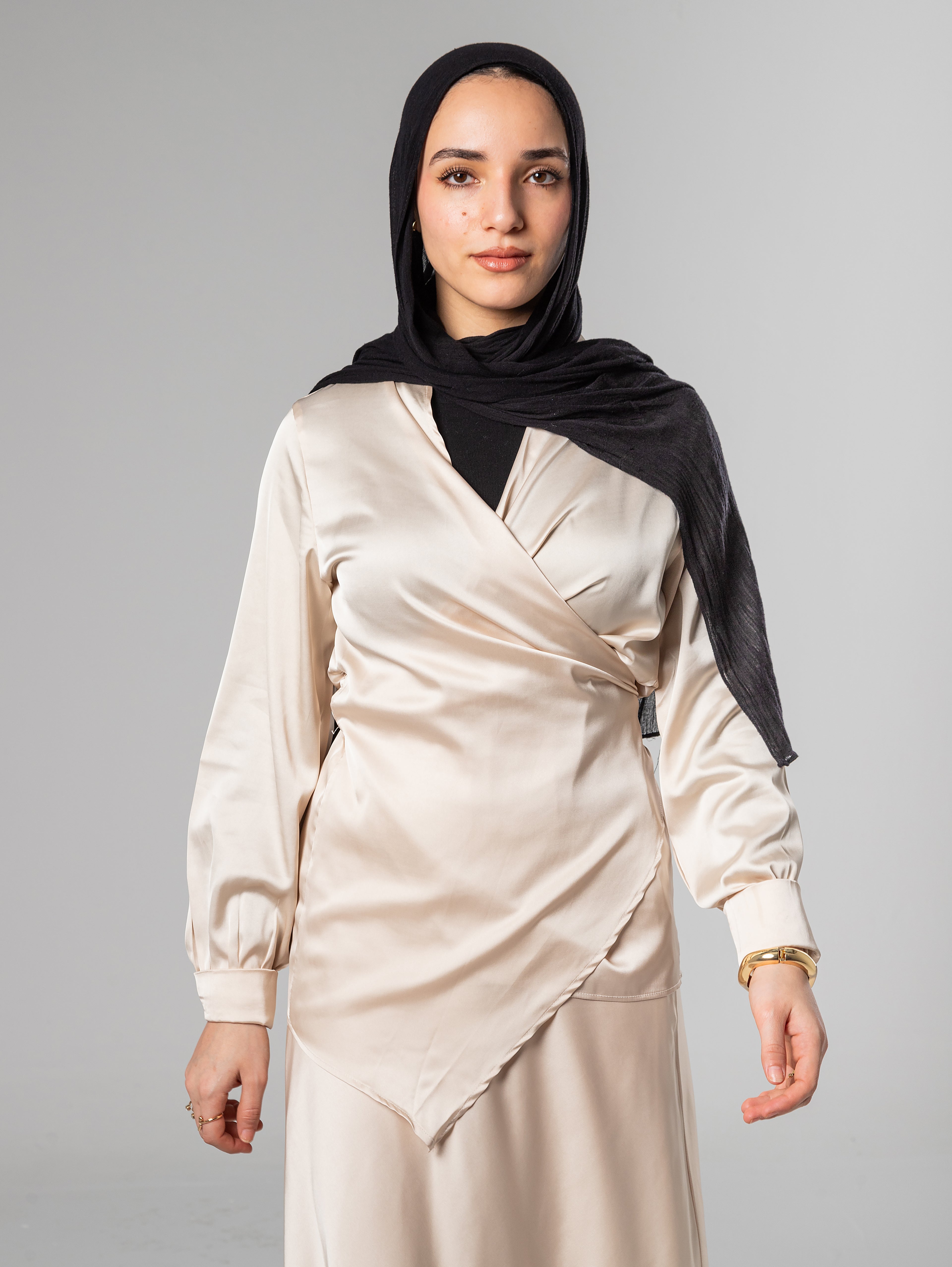 Wrap satin blouse