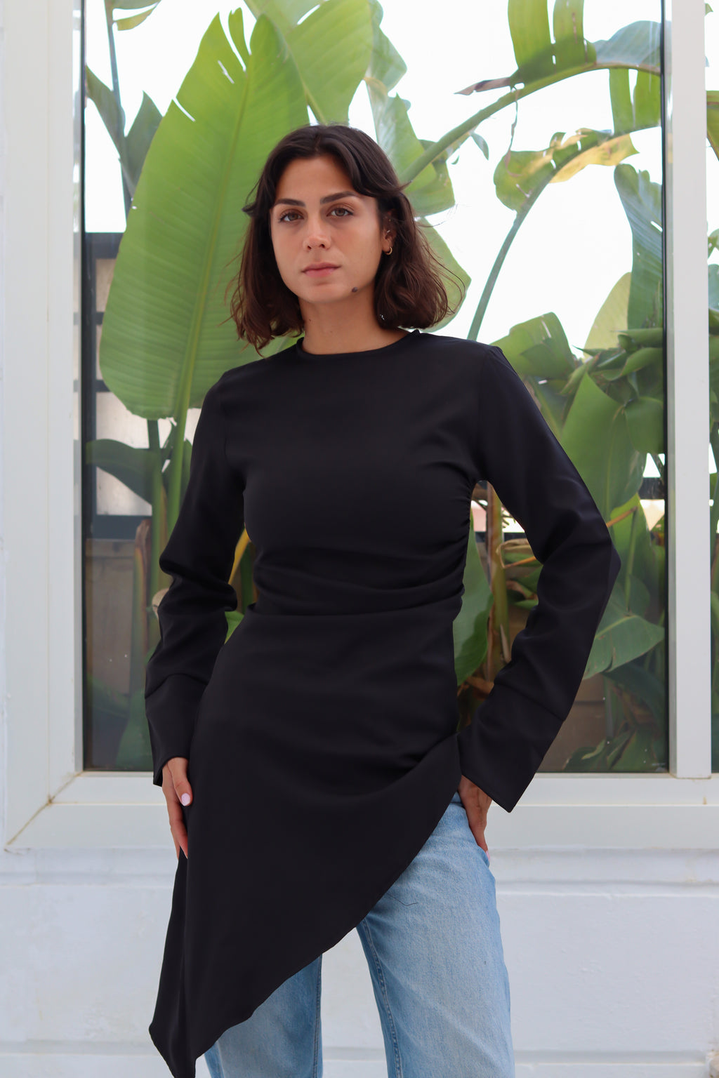 Zipper back blouse