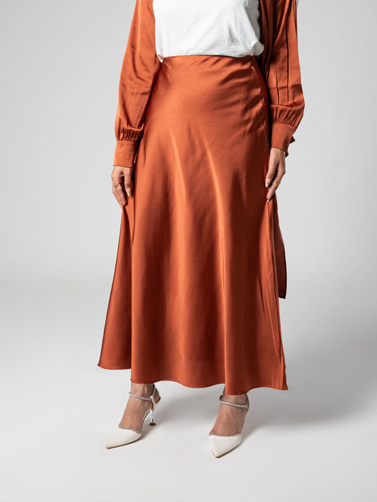 Lined satin skirt