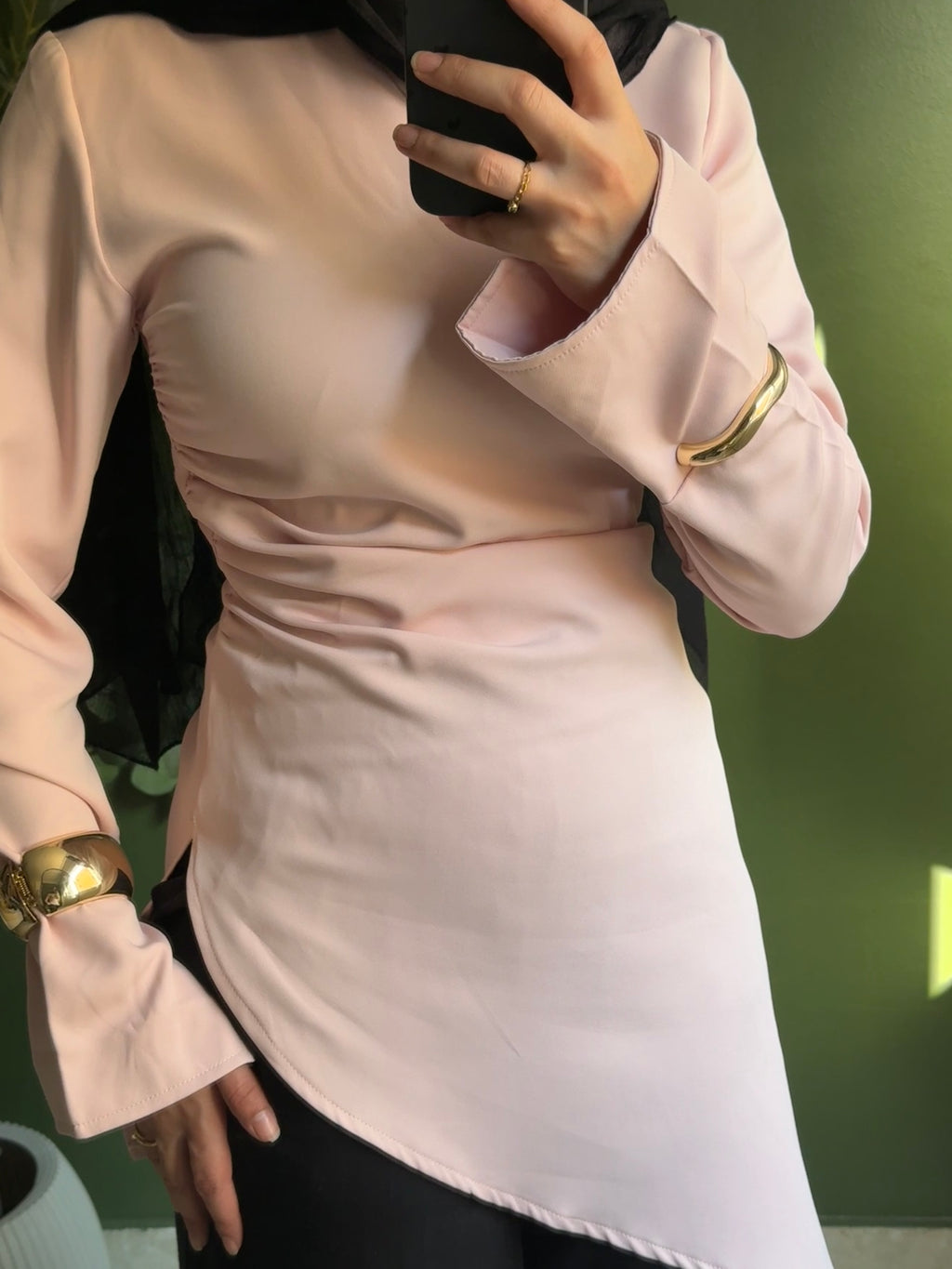 Zipper back blouse