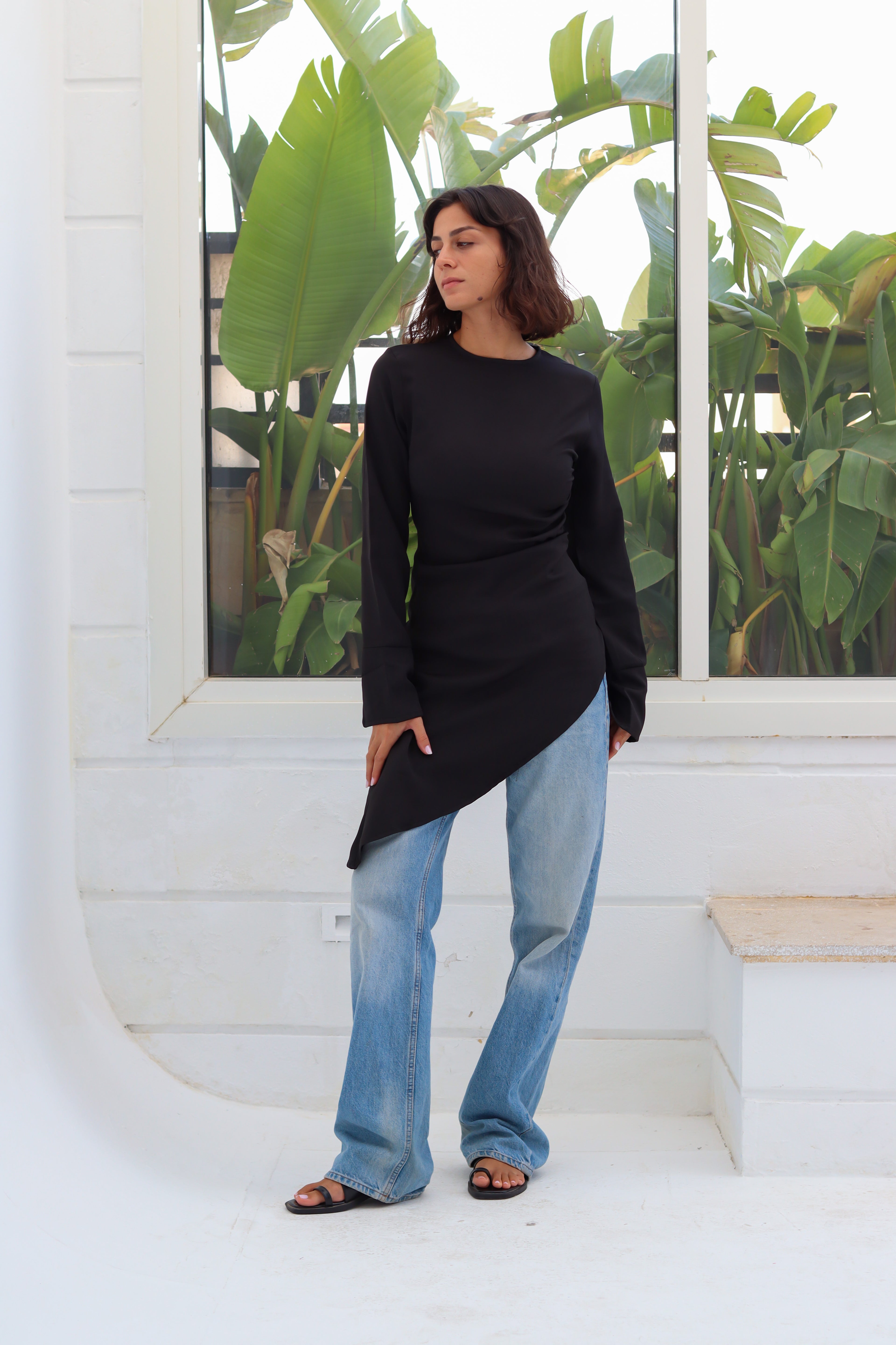 Zipper back blouse
