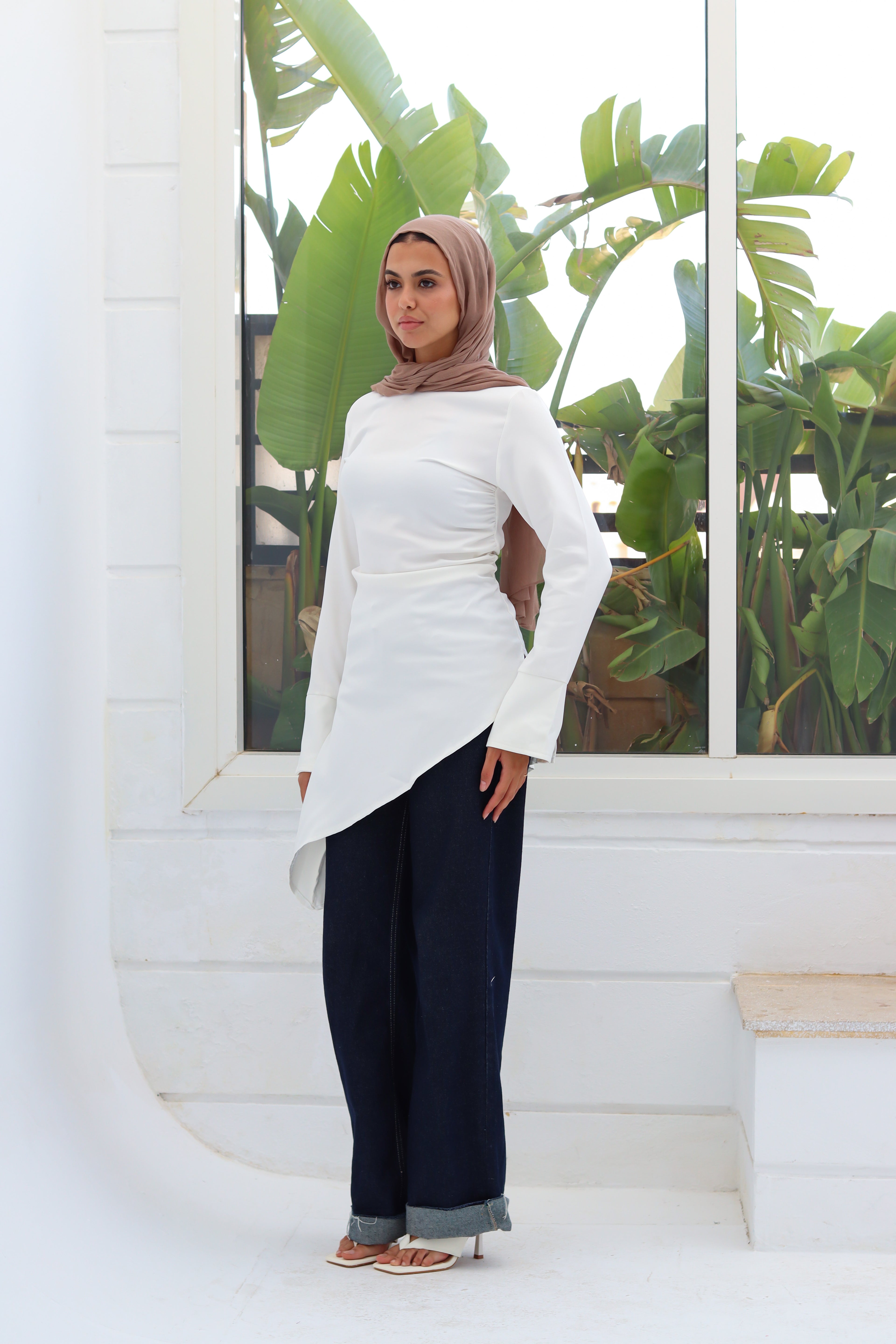 Zipper back blouse