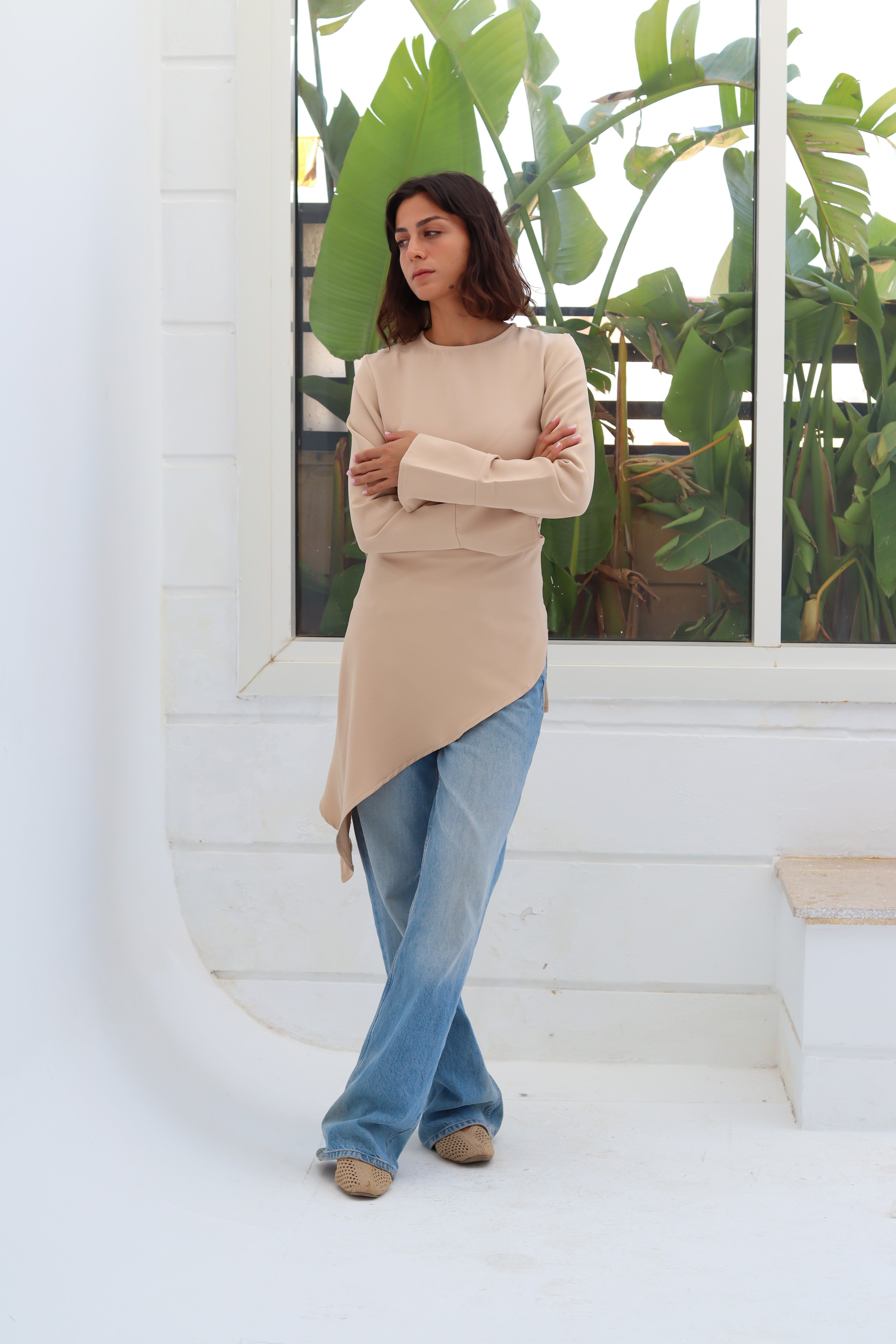 Zipper back blouse