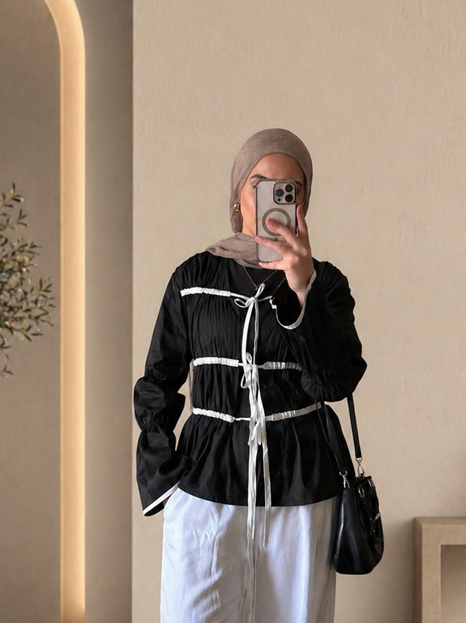 The Ribbon Flow blouse