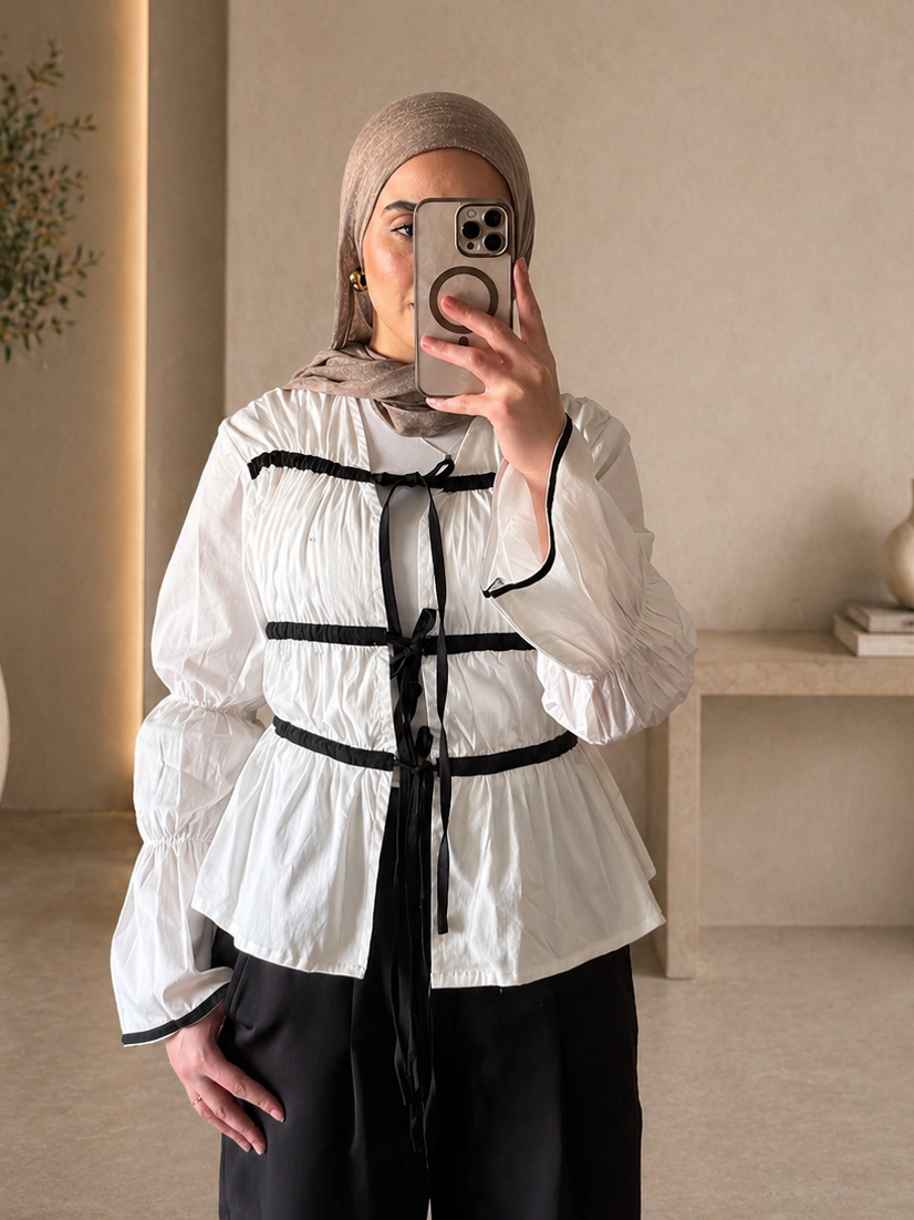 The Ribbon Flow blouse